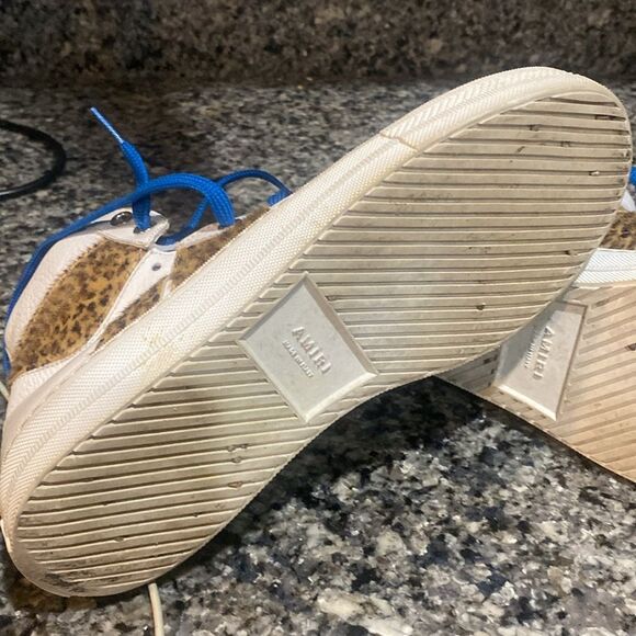 Amiri white brown leather leopard print sunset high top sneakers men sz 38 - Picture 6 of 7